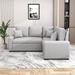 Grey Velvet Sectional Sofa Pull-out Sleeper Sofa Bed with USB Port