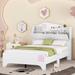 Fairytale House-Shaped Headboard Platform Bed with Storage Headboard for Boys Girls, Wood Slat Support for Twin Mattress, White