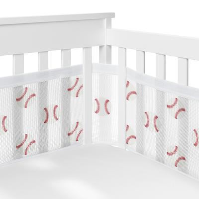 Red White Baseball Patch Sports Boy Sweet Jojo Designs + BreathableBaby Breathable Mesh Crib Liner Americana