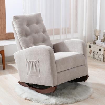 Cotton Rock Chair Nursery Single Sofa Nap Chair Slipper Chair, Ivory