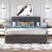 Linen Upholstered Platform Bed w/ 2 Drawers and 1 Twin XL Trundle Wooden Bed Frame, Queen Size for Kids Teens Adults, Dark Gray