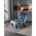 Tufted Barrel Chair Light Blue Velvet Lounge Chair Curved Accent Chair