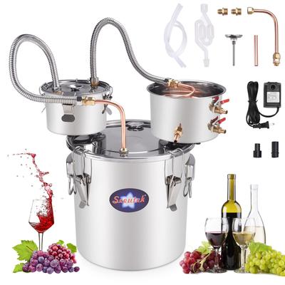 3 Pots Alcohol Still Stainless Steel Alcohol Distiller Copper Tube Spirit Boiler, Home Brewing and DIY Whisky Wine Brandy Making
