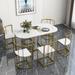 Modern 7-Piece Dining Table Set with Faux Marble Tabletop