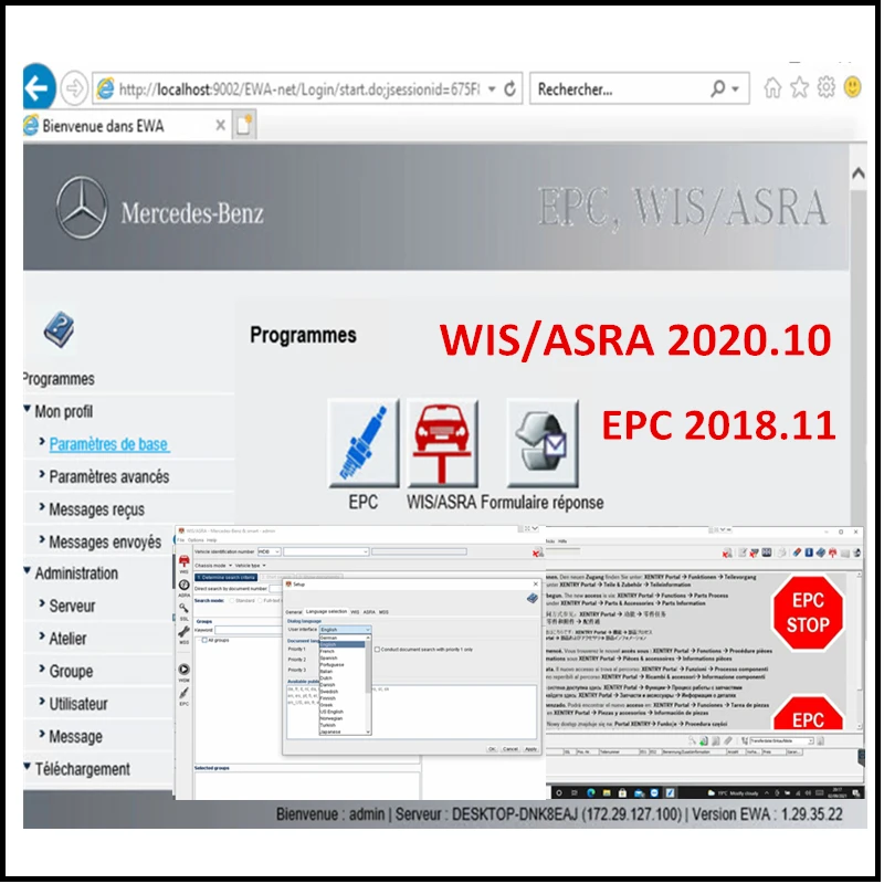 Neue 2020,10 mb wis/asra epc werkstatt service reparatur anleitung und teile katalog fernbedienung download installation und aktivierung wis/epc Image