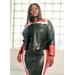 Plus Size Colorblock Faux Leather Jacket