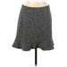 Ann Taylor LOFT Casual Fit & Flare Skirt Knee Length: Gray Tweed Bottoms - Women's Size Medium