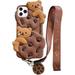 for iPhone 11 Pro Case Cookie Bear Kawaii Phone Cases Cute Case for iPhone 11 Pro with Strap Lanyard 3D Cartoon Bear Soft Silicone Protective Case Funny Women Girls for iPhone 11 Pro