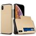 for iPhone X / XS Wallet Case with Sliding Door Hidden Pocket Credit Card Holder Dual Layer Heavy Duty Shockproof Hard PC Hybrid TPU Phone Flip Protective Cover for iPhone X / XS Gold