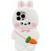 Kawaii Phone Cases for iPhone 12 Pro Max Cute 3D Cartoon Bunny Phone Cover Soft Silicone Funny White Rabbit with Carrot Bag Case for Women Girls Shockproof Protector for iPhone 12 Pro Max