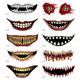 Taylongift Christmas Valentine s Day 2023 New Halloween Prank Makeup Temporary 12PCS Halloween Clown Horror Mouth Stickers Removable And Realistic Temporary Kit Halloween Makeup Props (10pcsï¼‰