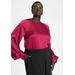 Plus Size Women's Poet Sleeve Blouse With Tie Back by ELOQUII in Berry Crush (Size 14)