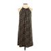 MICHAEL Michael Kors Casual Dress - Mini Halter Sleeveless: Black Leopard Print Dresses - Women's Size Small