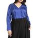 Plus Size Women's Tie Neckline Satin Blouse by ELOQUII in Cobalt (Size 16)