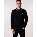 Fred Perry Men's Long Sleeve Twin Tipped Polo Shirt - Black - Size: 40/Regular