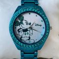 Disney Accessories | Disney Minnie Mouse Wristwatch Blue Tone Metal Band Quartz Analog Wrist Watch | Color: Blue | Size: Os