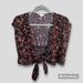 American Eagle Outfitters Tops | American Eagle Floral Tie-Front Crop Top Shawl, Size M Boho | Color: Black/Pink | Size: M