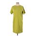 Everlane Casual Dress - Shift Crew Neck Short Sleeve: Green Solid Dresses - Women's Size Small