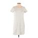 Madewell Casual Dress - Mini Crew Neck Short sleeves: Gray Print Dresses - Women's Size X-Small