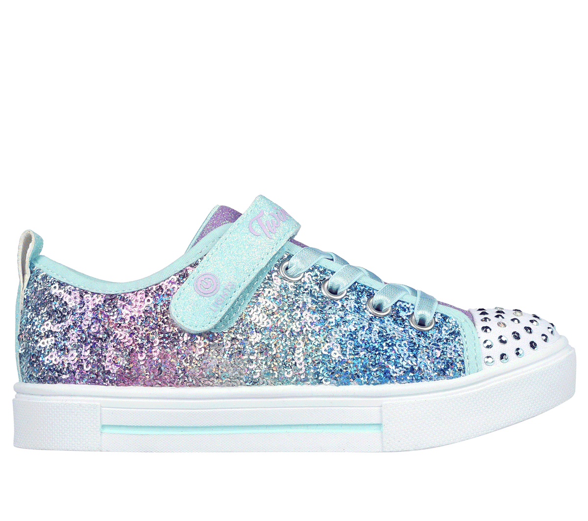 Skechers Girl's Twinkle Toes: Twinkle Sparks - Sequin Flash Sneaker | Size 11.5 | Light Blue | Textile/Synthetic