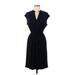 Jones New York Casual Dress - Wrap: Blue Solid Dresses - Women's Size 6