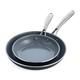 GreenPan Swift Healthy Ceramic Nonstick, 8" and 10" Frying Pan Skillet Set, Stainless Steel Handles, PFAS-Free, Dishwasher Safe, Oven Safe, Black