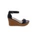 New Directions Wedges: Black Print Shoes - Women's Size 10 - Open Toe