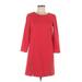 J.Crew Casual Dress - Shift Crew Neck 3/4 sleeves: Red Print Dresses - Women's Size 2