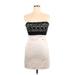 BCBGMAXAZRIA Cocktail Dress - Party Strapless Sleeveless: Ivory Color Block Dresses - New - Women's Size Large