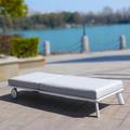 Latitude Run® Lois 80.7 In. W X 23.6 In. D X 29.8 In. H Outdoor Chaise Lounge w/ Dark Gray Cushion Metal in White | Wayfair