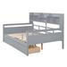 Latitude Run® Full Size Daybed, Wood Slat Support, w/ Bedside Shelf & Two Drawers in Gray | 49.4 H x 57.1 W x 79.1 D in | Wayfair