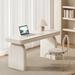 Brayden Studio® Daanyaal 2 Solid Wood Rectangle Desk & Chair Set Office Set w/ Chair Wood in Brown/White | 29.53 H x 70.87 W x 23.62 D in | Wayfair