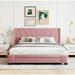 Latitude Run® Storage Bed Linen Platform Bed w/ 3 Drawers Upholstered/Linen in Pink | 41 H x 66 W x 85.75 D in | Wayfair