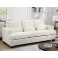 Ebern Designs Elener 89.18" Chenille Square Arm Sofa Chenille, Wood in White | 36.18 H x 89.18 W x 34.6 D in | Wayfair