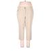 Roz & Ali Khaki Pant Straight Leg Cropped: Tan Print Bottoms - Women's Size 16