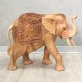 Figur Elefanten Holz Skulptur Deko Tierfigur Afrika Handarbeit Schnitzerei Dekoration Massiv Natur 40 cm