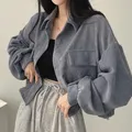 Giacca primaverile corta da donna giacche a maniche lunghe oversize Harajuku moda coreana femminile