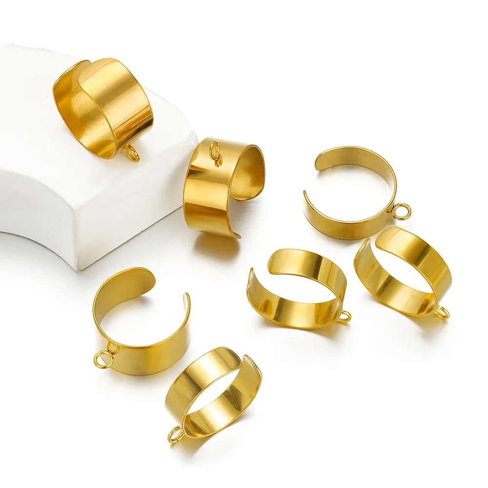 10 Stück Edelstahl Gold verstellbare offene Ringe für die Schmuckherstellung mit Biegering-Einstellungen DIY Hip-Hop-Zubehörzubehör