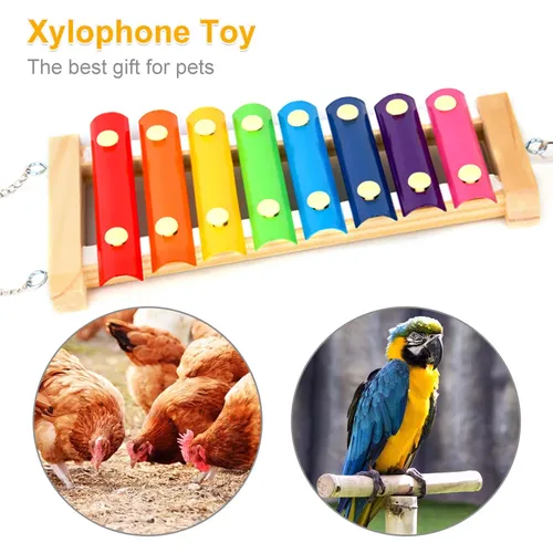 Vogel Huhn Xylophon Spielzeug Holz bunt hängen hängenden Vogelkäfig Zubehör Musikspiel zeug mit 8