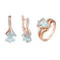 2022 neue Trendy Ring Schmuck Sets Rose 585 Gold und Silber Farbe Überzug Schmuck Blau Stein