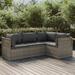 Tomshoo 4 Piece Patio Set with Cushions Gray Poly Rattan