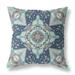 20" Aqua Blue Boho Pattern Zippered Suede Throw Pillow