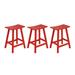 Costaelm 24 Poly Outdoor Patio Counter Stool (Set of 3) Red