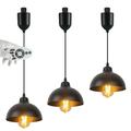 FSLiving Adjustable Height J-type Track Pendant Lights with Retro Cupola Shape Shade Remote Control with E26 Smart LED Edison Bulbs Dimmable Color Changing Timing Lamp for Kitchen Island - 3 Lights