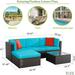 Futzca 5-Piece PE Wicker Outdoor Patio Furniture Set Blue