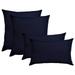 Set of 4 Indoor / Outdoor Pillows - 2 Square Pillows & 2 Rectangle / Lumbar Decorative Throw Pillows - Solid Navy Blue Fabric (17 x 17 Square & 12 x 20 Lumbar)