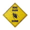 Bug Man Vintage Crossing Sign Zone Xing | Indoor/Outdoor Plastic | 17 Tall rustic pesticide roaches trap bait kill termite