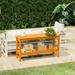Costaelm Paradise 55 Outdoor Patio HDPE Adirondack 2-Tier Shelf Console Table Orange