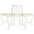 PAT5018A Collection Abner Antique Wrought Iron 45.75 Outdoor Garden Bench Distressed White
