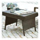 MYXIO Wicker Table Patio Outdoor Poolside Garden Lawn Bistro Foldable Portable Leisure Standing Coffee Side Table Espresso Brown